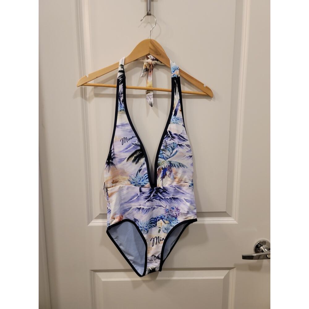 River Island Halter One Piece Swimsuit - Picture 2 of 9
